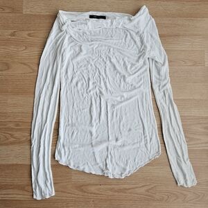BCBG White See-Through Long Sleeve Top